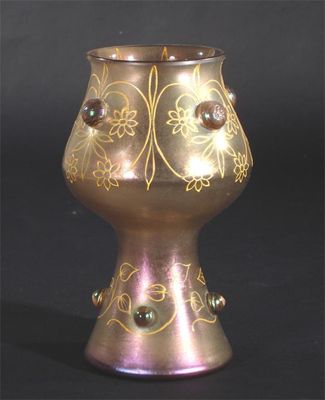 Appraisal: A Loetz glass vase with applied floral prunts and gilt