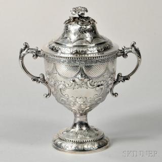 Appraisal: American Coin Silver Covered Sugar Bowl mid- th century lacking