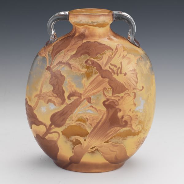 Appraisal: LARGE GALLE VASE WITH HANDLES - x - x Flattened