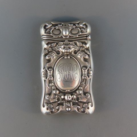 Appraisal: Gorham Sterling Silver Match Safe Art Nouveau with lion's head