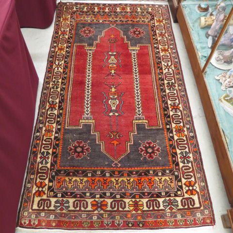 Appraisal: Oushak Turkish Handmade Rug geometrics earthtones ' x '