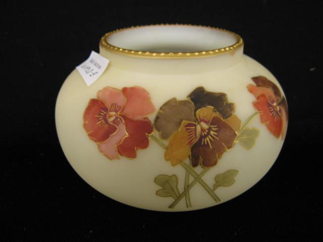 Appraisal: Smith Brothers Victorian Art Glass Vase pansy decor on soft