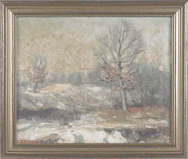 Appraisal: Carson Donnel American - oil on board winter landscape signed