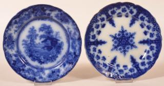 Appraisal: Two Various Flow Blue Transfer China Plates diam