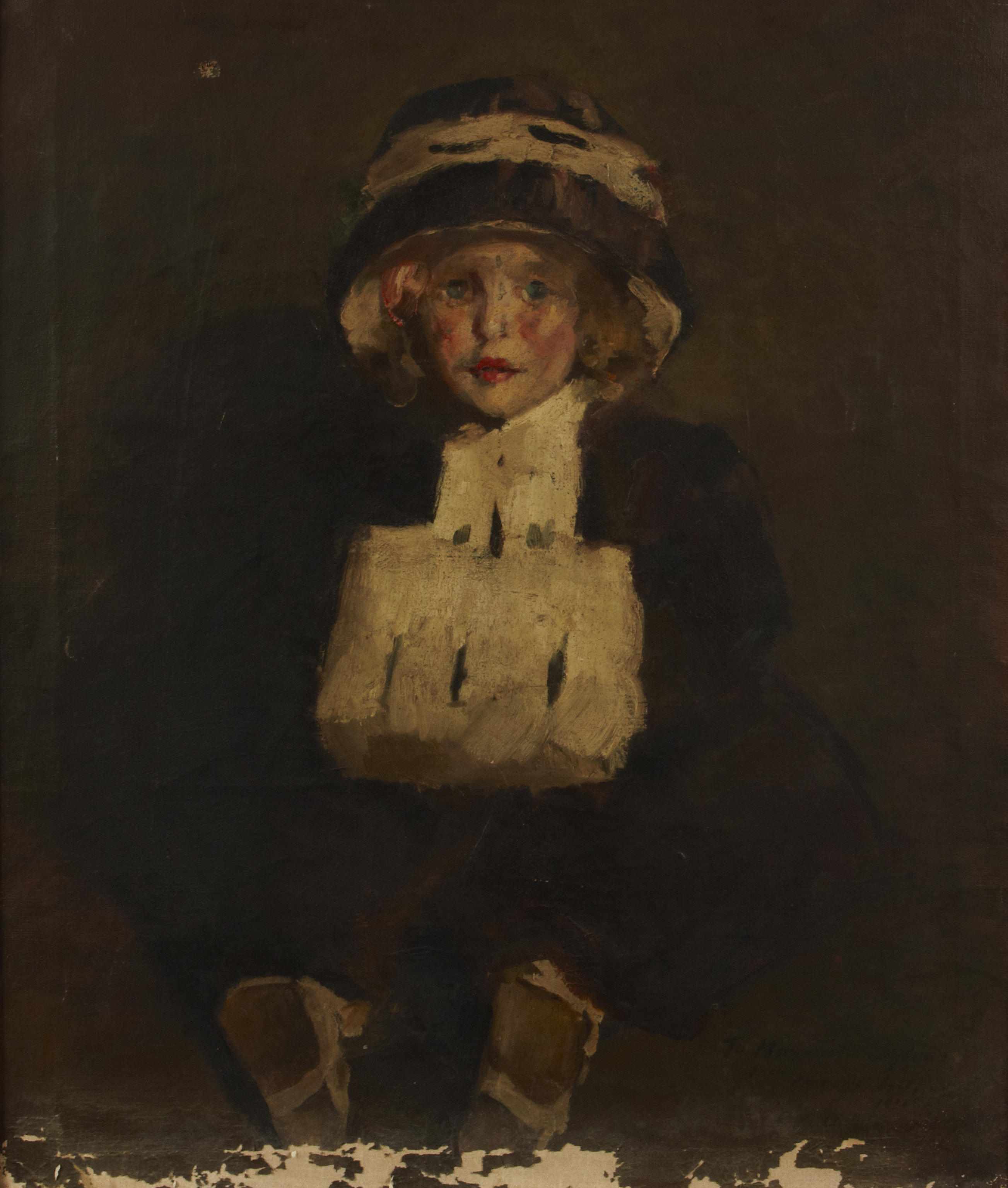 Appraisal: American School th Century Portrait of a seated young girl