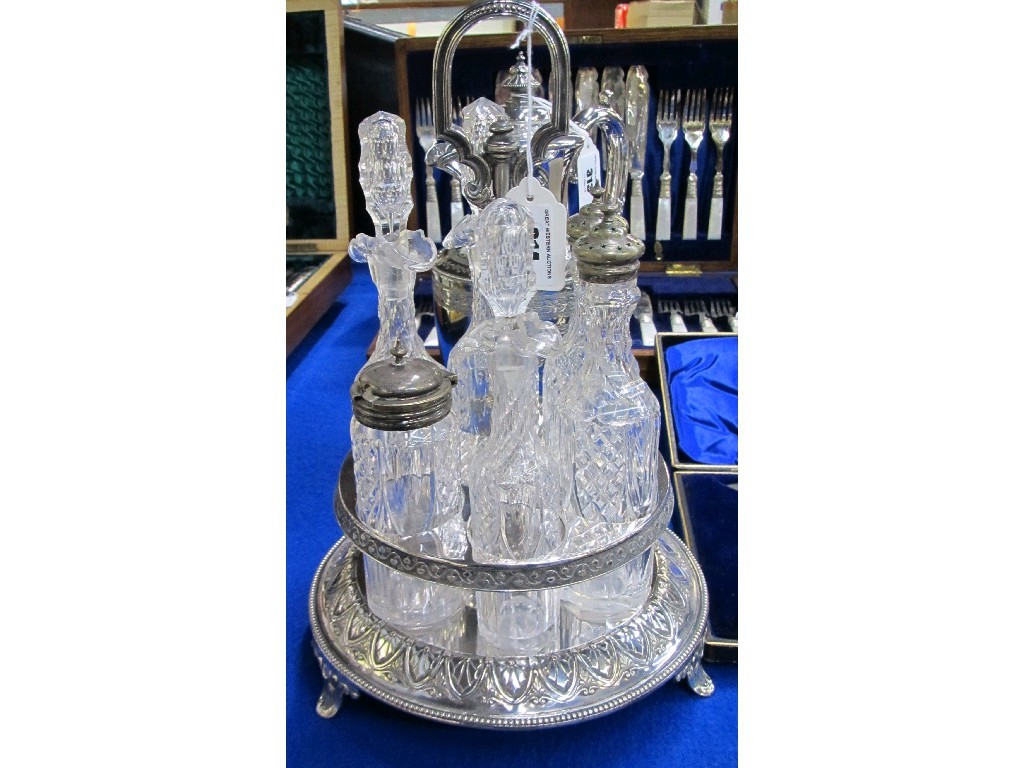 Appraisal: EP and cut glass six bottle cruet