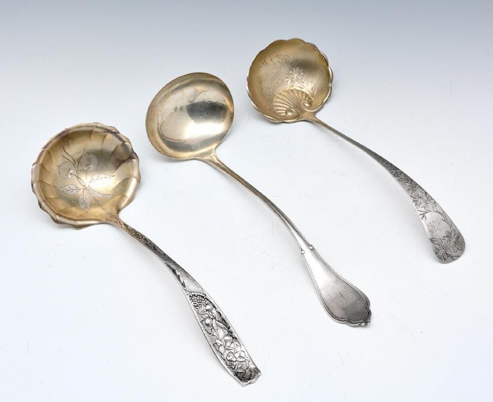 Appraisal: Grouping of three sterling silver ladles Grouping of three sterling