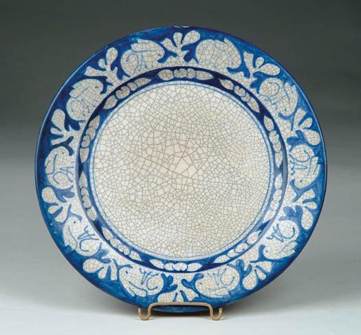 Appraisal: DEDHAM POTTERY PLATE WITH RABBIT DECORATION Blue mark to bottom