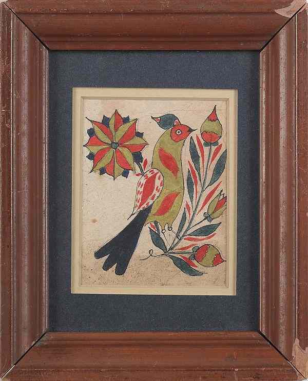 Appraisal: Southeastern Pennsylvania watercolor fraktur reward of merit ca depicting a