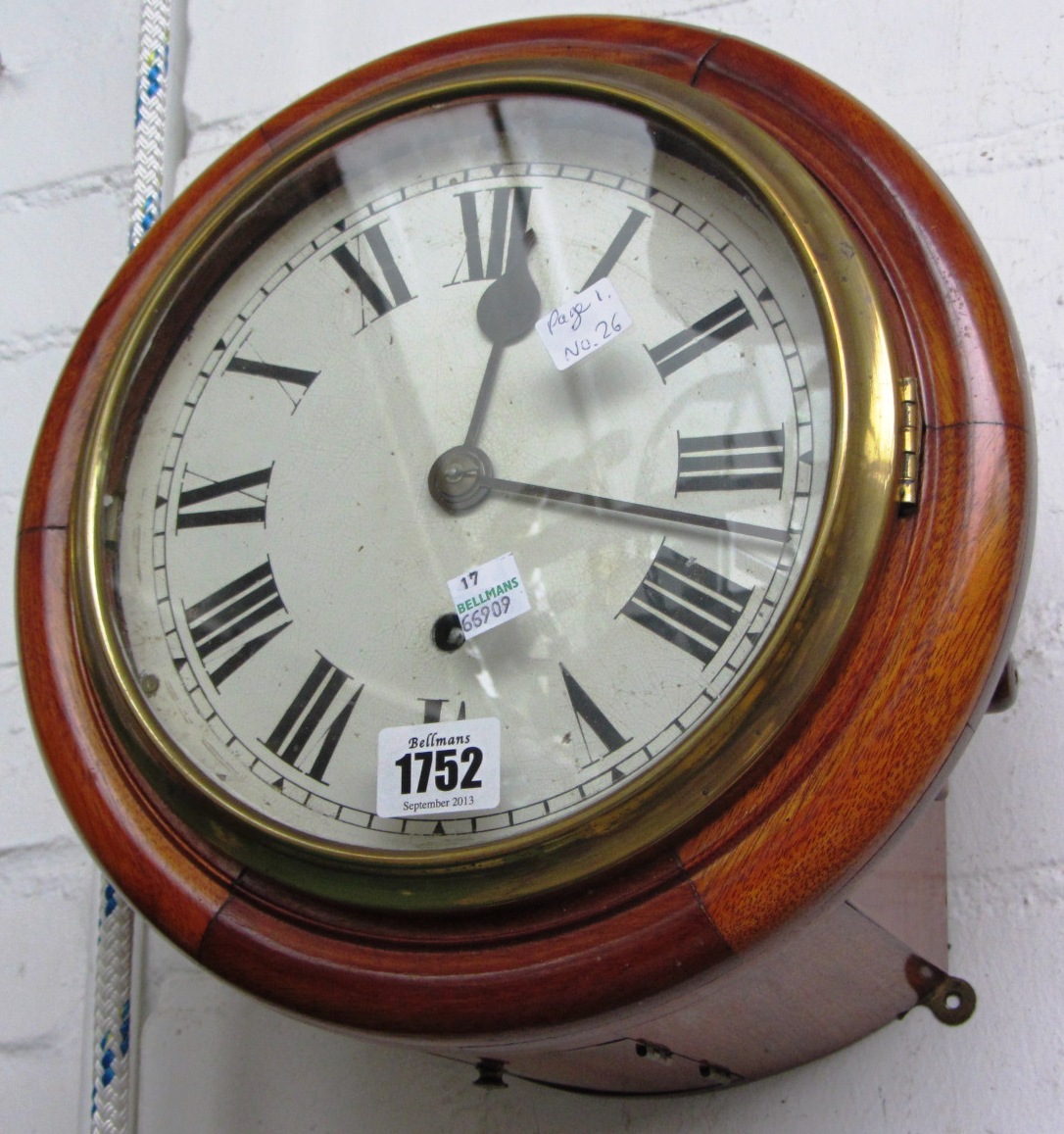 Appraisal: An early th century mahogany cased eight inch dial clock