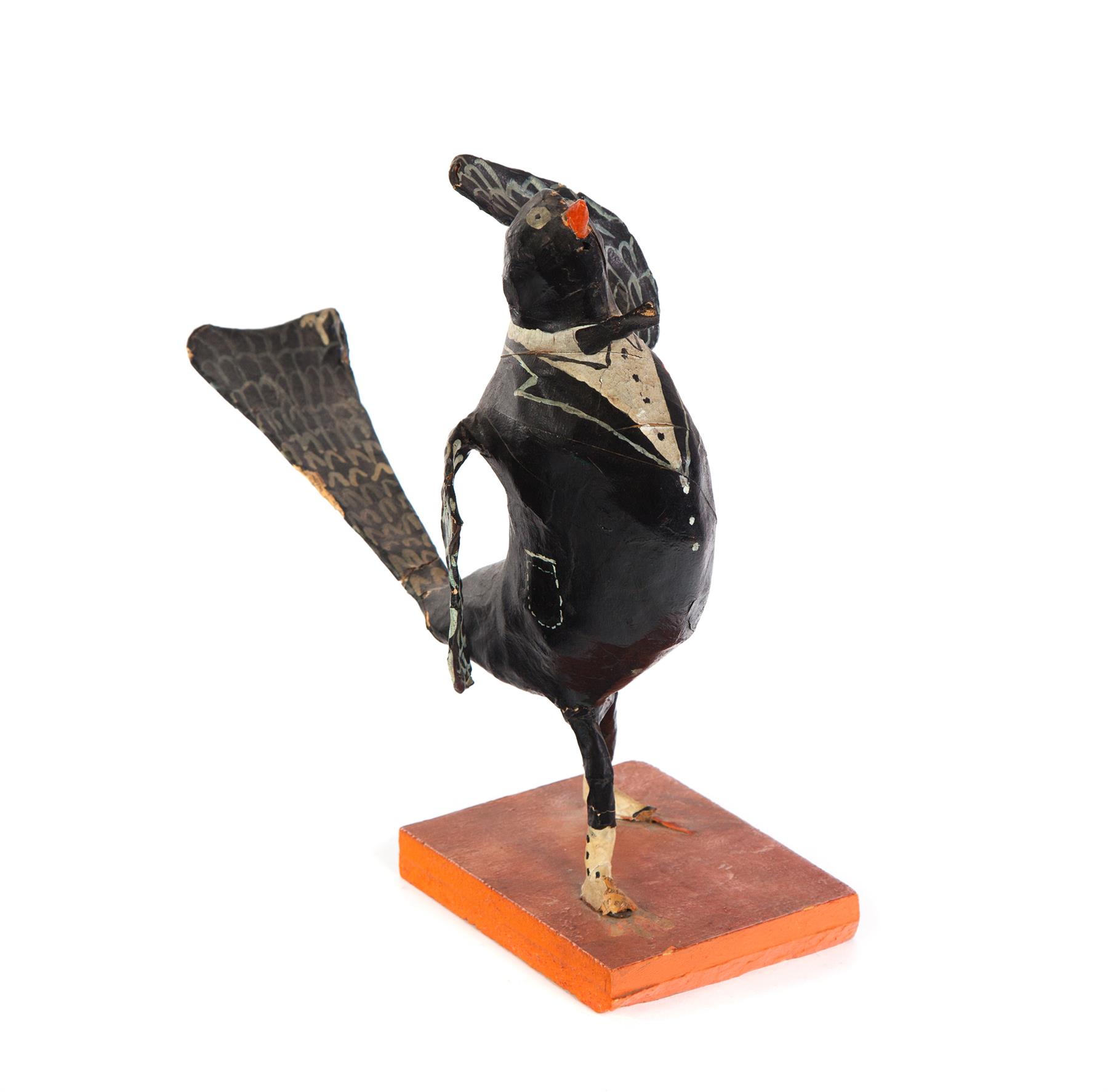 Appraisal: AMERICAN PAPIER MACHE CROW FIGURE Early th century Walking black