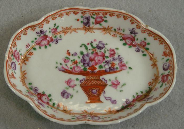 Appraisal: Chinese export porcelain scalloped tray plum violet floral decoration x