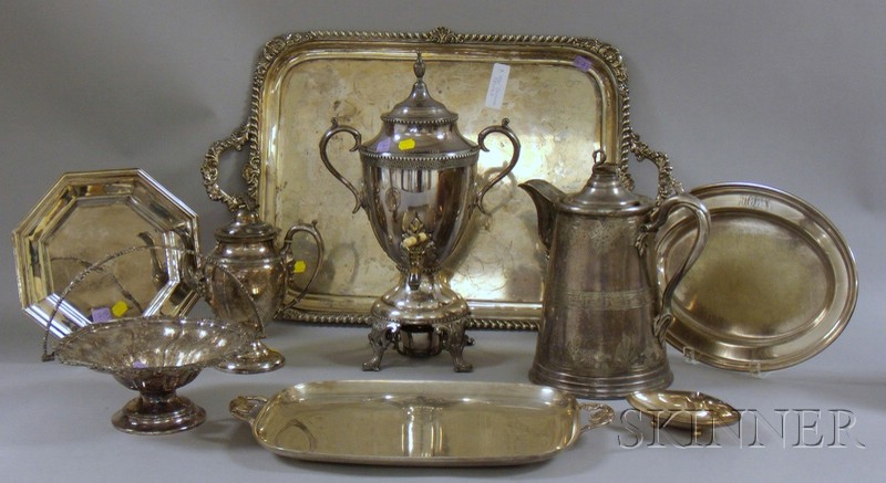 Appraisal: Nine Victorian Silver Plated Table Items including a Meriden teapot