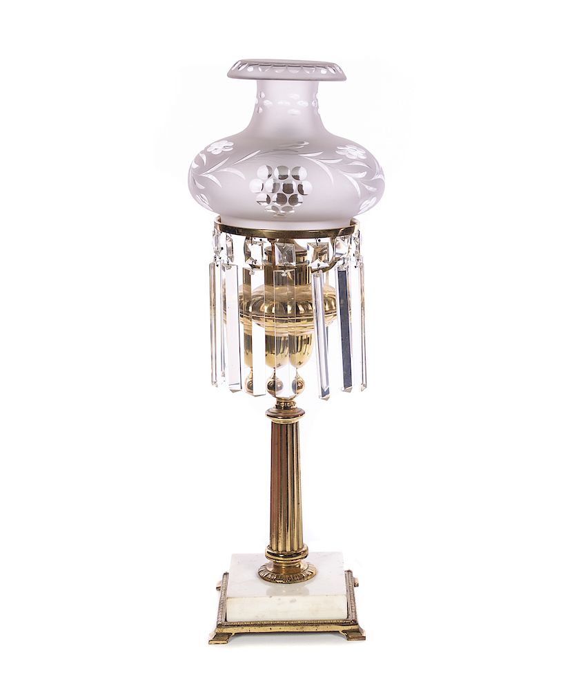 Appraisal: Brass and Marble Astral Lamp Excellent condition with no damage