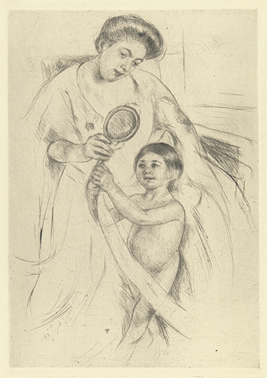 Appraisal: MARY CASSATT Looking into the Hand Mirror No Drypoint on