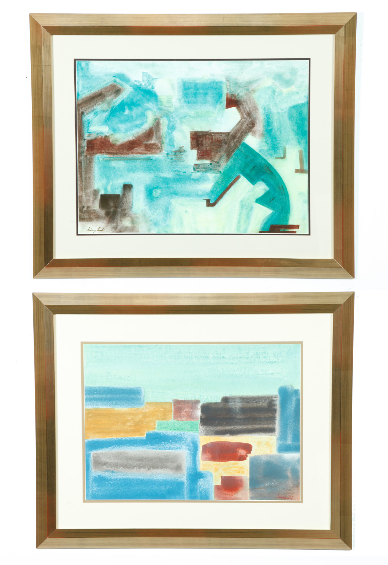 Appraisal: TWO ABSTRACTS BY SIDNEY LOEB ILLINOIS MID TH CENTURY Watercolor