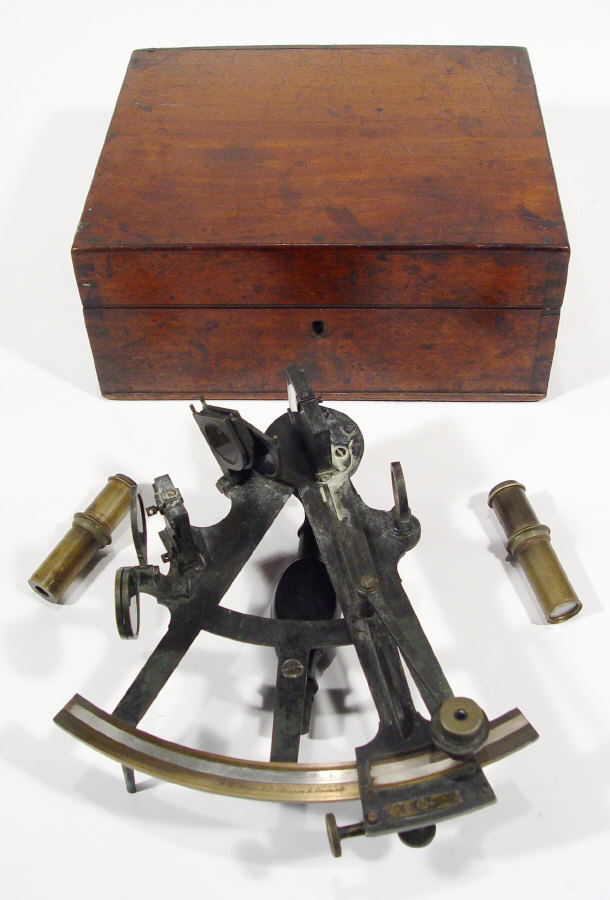 Appraisal: th Century cast metal and brass sextant with accessories the