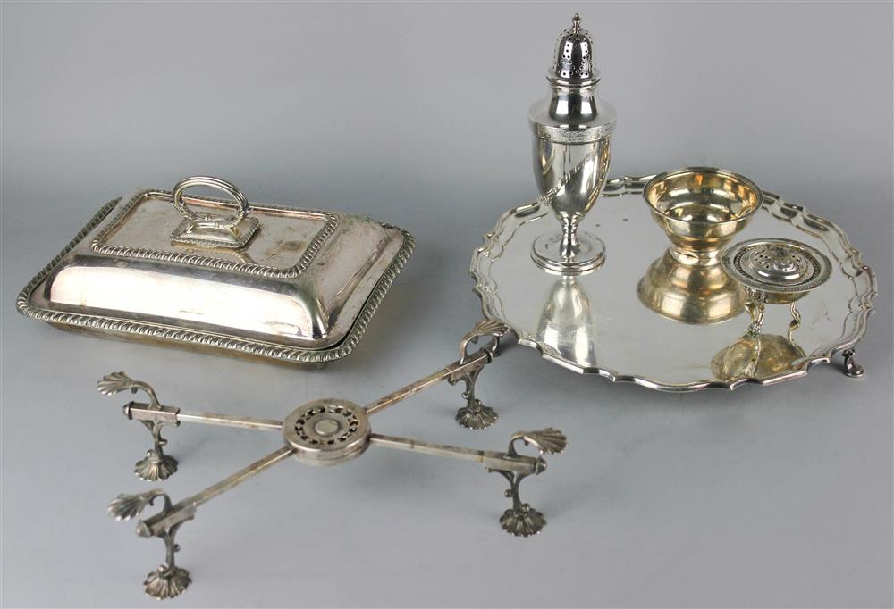 Appraisal: TOWLE SILVER CASTER AND SIX VARIOUS SILVER AND PLATED OBJECTS