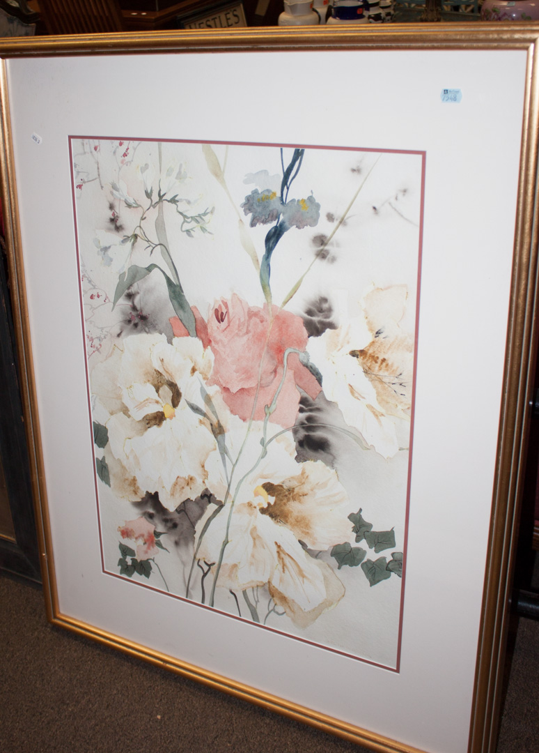 Appraisal: Framed watercolor of flowers