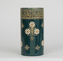 Appraisal: Aesthetic Movement Vase Straight cylinder shape vase with hand painted