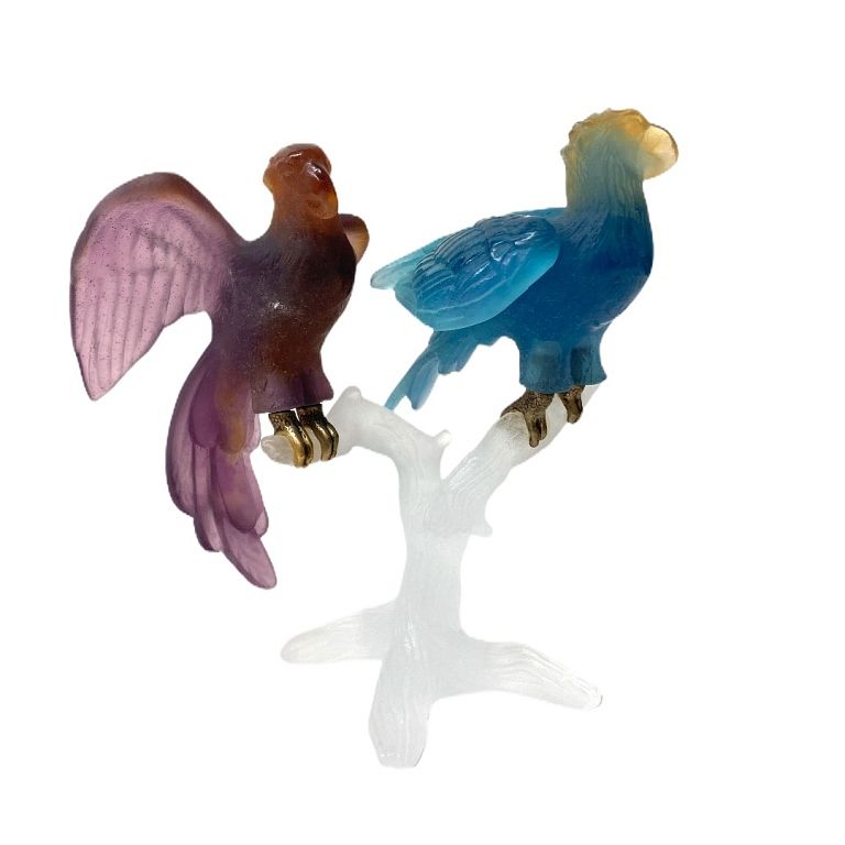 Appraisal: Daum Nancy Pate De Verre Love Birds Daum Nancy Pate