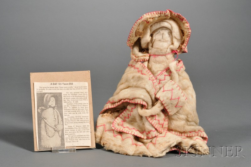 Appraisal: American Cotton Batting Doll mid- th century fashioned from batting