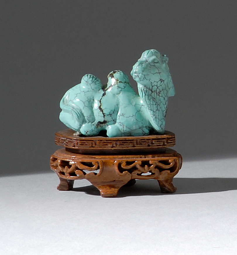 Appraisal: TURQUOISE CARVING Circa In the form of a kneeling camel