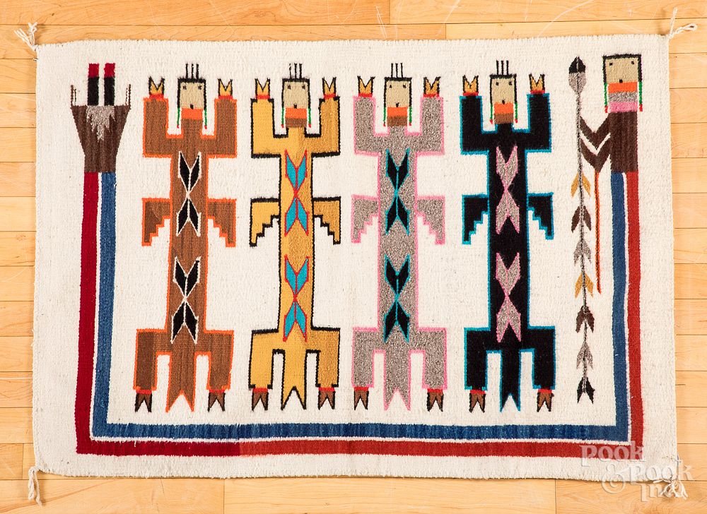 Appraisal: Navajo Yei rug with five figures Navajo Yei rug with