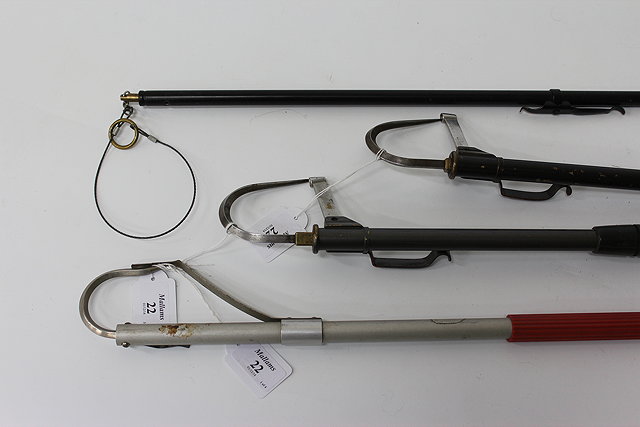 Appraisal: TWO BRITISH MADE TELESCOPIC GAFFS possibly by Hardy each cm