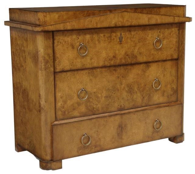 Appraisal: Biedermeier style burlwood chest of drawers late th c projecting