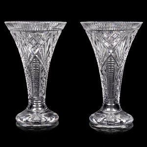 Appraisal: A Pair of Waterford Cut Glass Vases Height inches Property