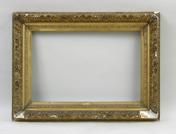 Appraisal: An Antique Burnished Gold Picture Frame A wide gilt picture