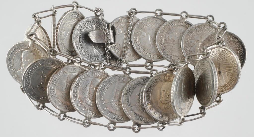 Appraisal: Bracelet about grams made up of centavos coins from the