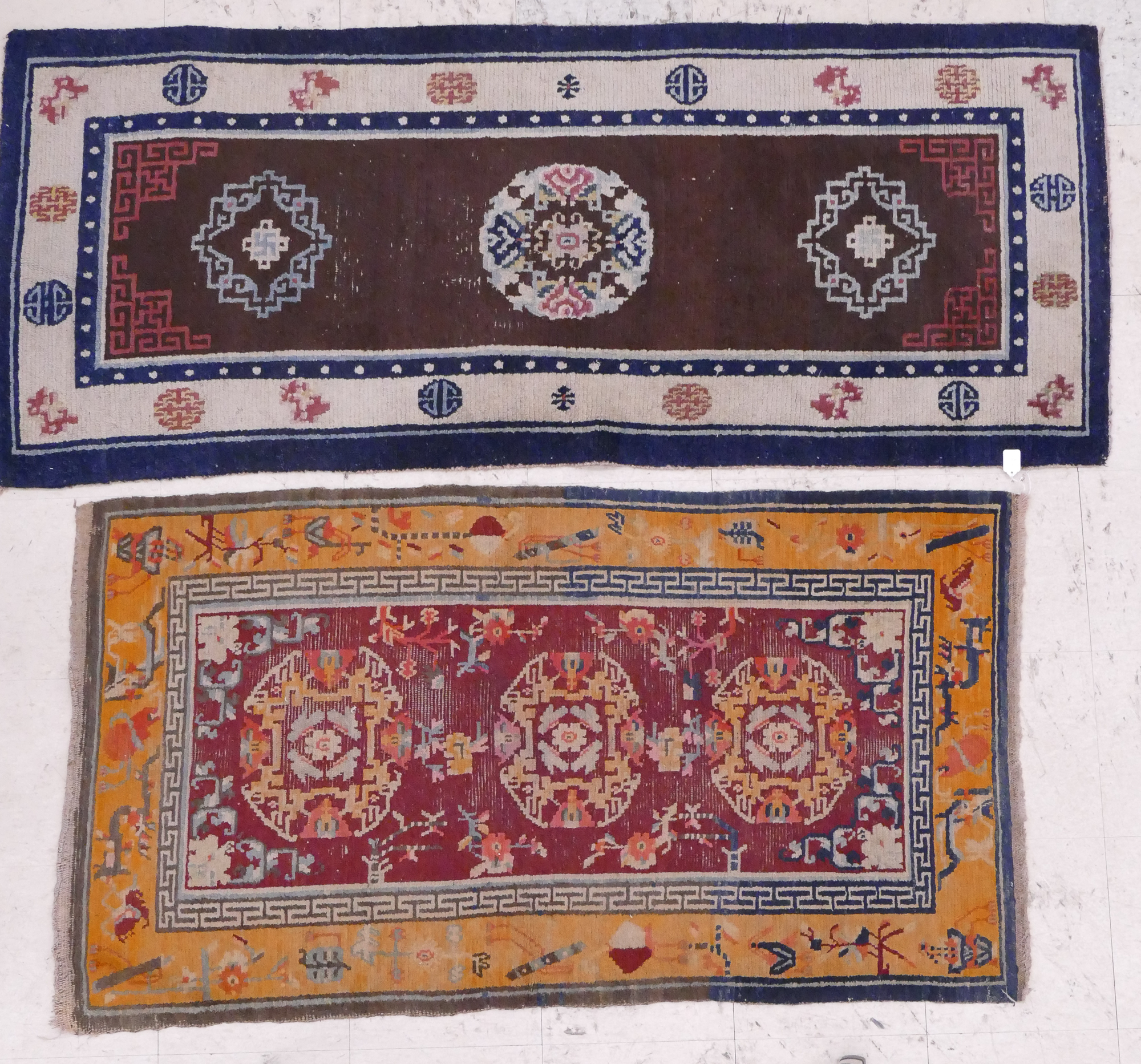 Appraisal: pc Old Chinese Small Runner Rugs- Blue ' '' x