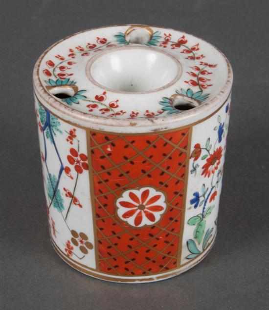 Appraisal: Staffordshire porcelain inkwell probably Worcester late th century kakiemon pattern