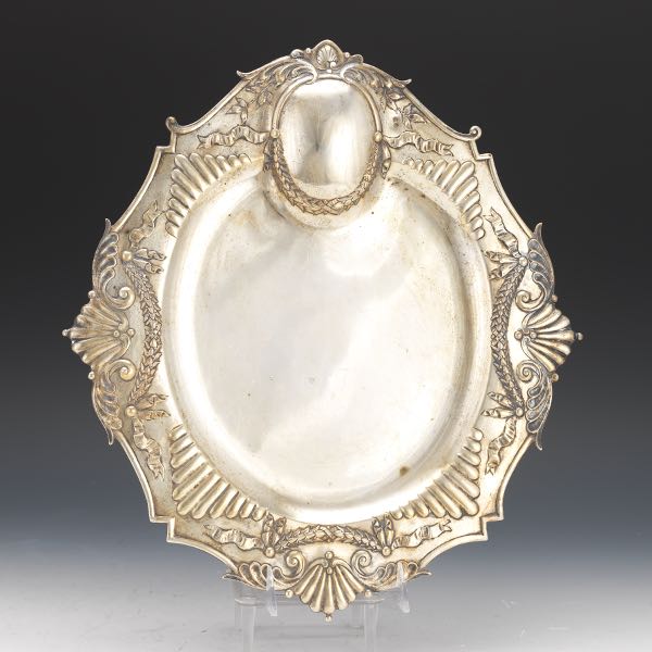 Appraisal: AUSTRO-HUNGARIAN SHIELD SILVER TRAY x Viennese silver tray with an