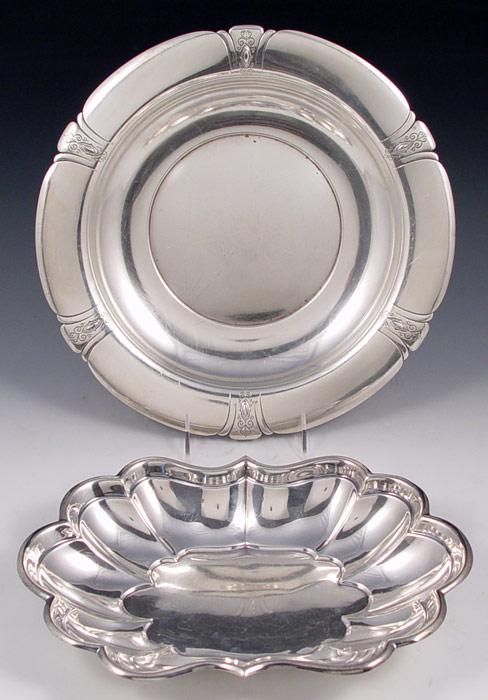 Appraisal: STERLING SERVING TRAYS To include Towle serving bowl in the