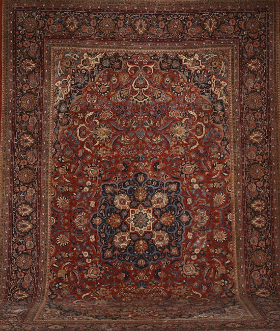 Appraisal: Keshan Rug Circa Red ground with palmette and floral spray