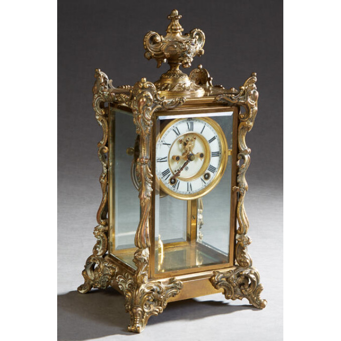 Appraisal: Ansonia Bronze and Crystal Regulator Mantel Clock c with a