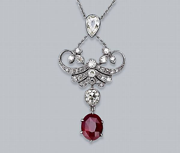 Appraisal: A ruby and diamond necklace ruby weighing carats estimated total