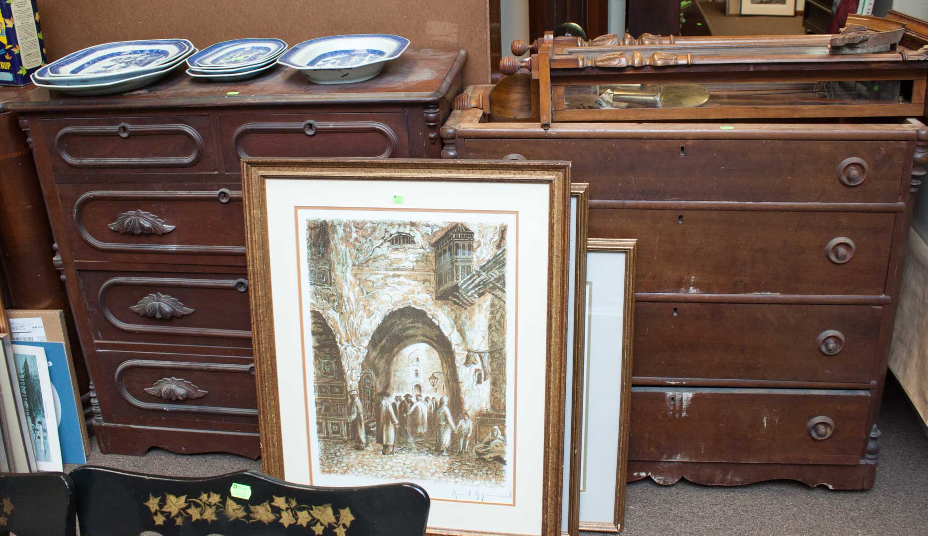 Appraisal: Two Victorian chest of drawers one missing marble top