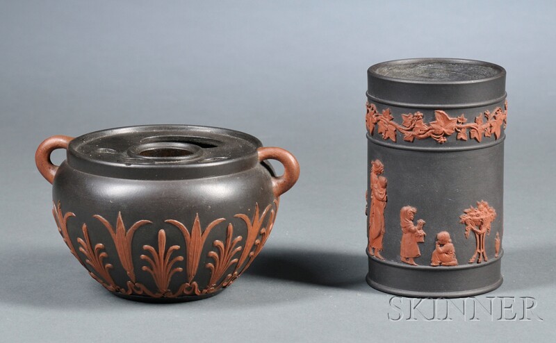 Appraisal: Two Wedgwood Black Basalt Items England early th century each