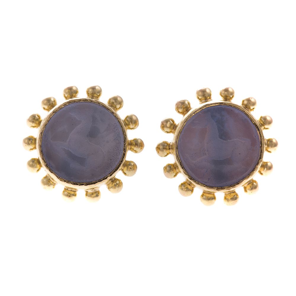 Appraisal: A Pair of Elizabeth Locke Intaglio Earrings in K K