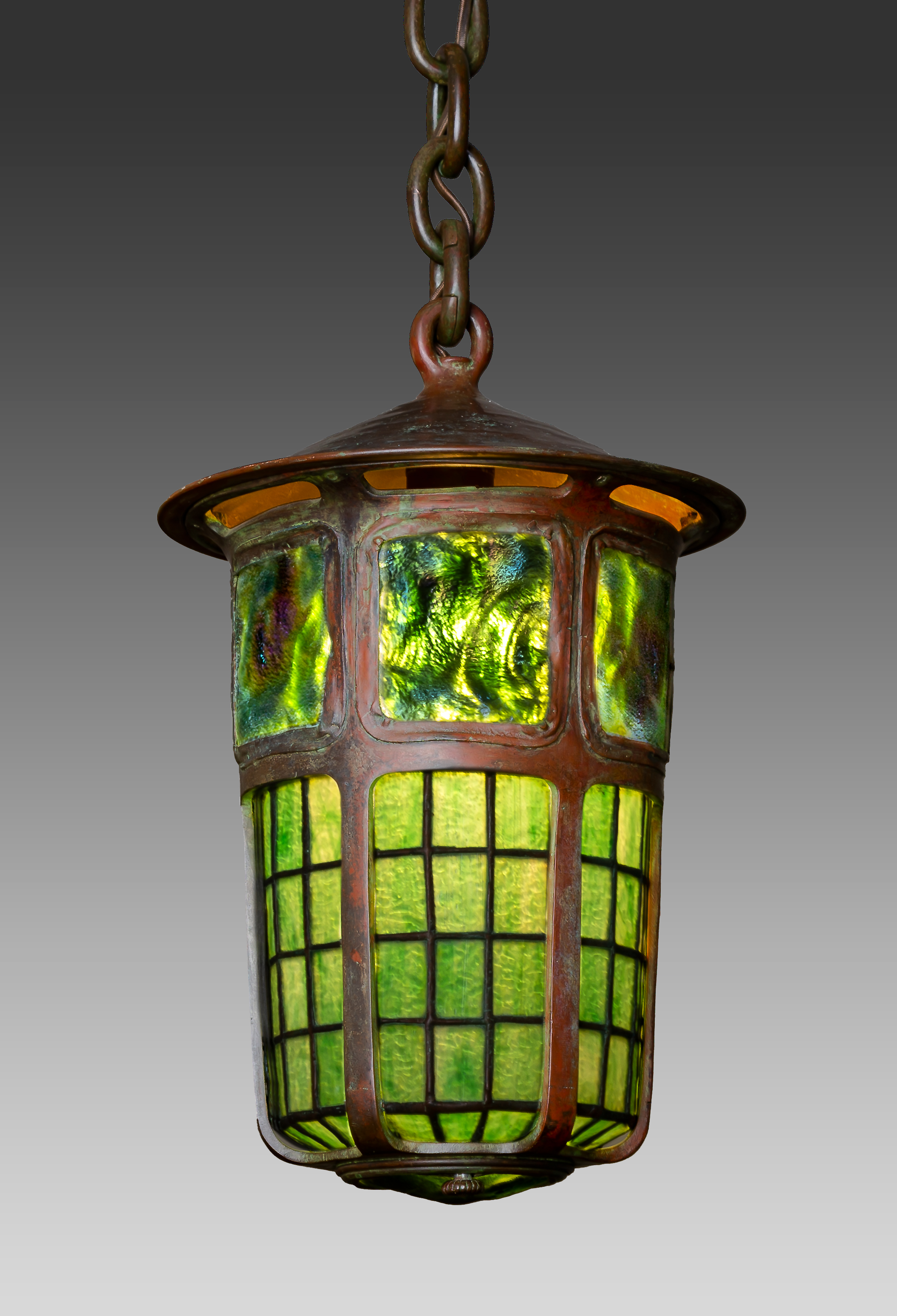 Appraisal: TIFFANY STUDIOS NEW YORK TURTLEBACK TILE LANTERN circa leaded glass