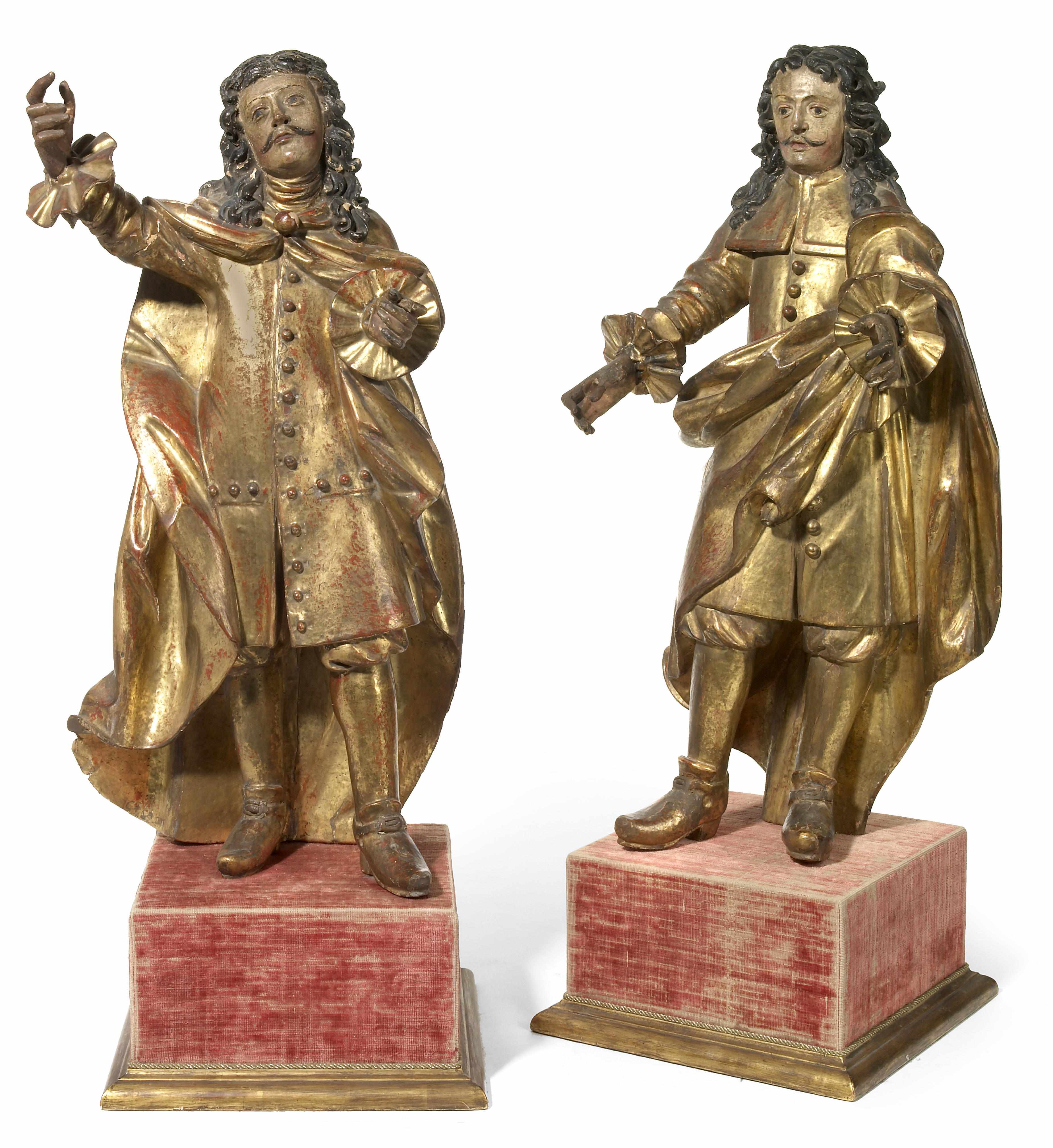 Appraisal: A rare pair of Spanish parcel gilt and polychrome decorated