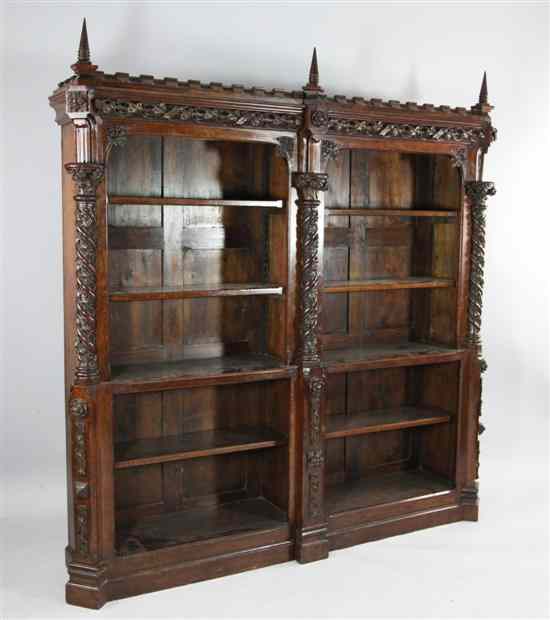 Appraisal: A Victorian carved oak and copper mounted gothic revival open