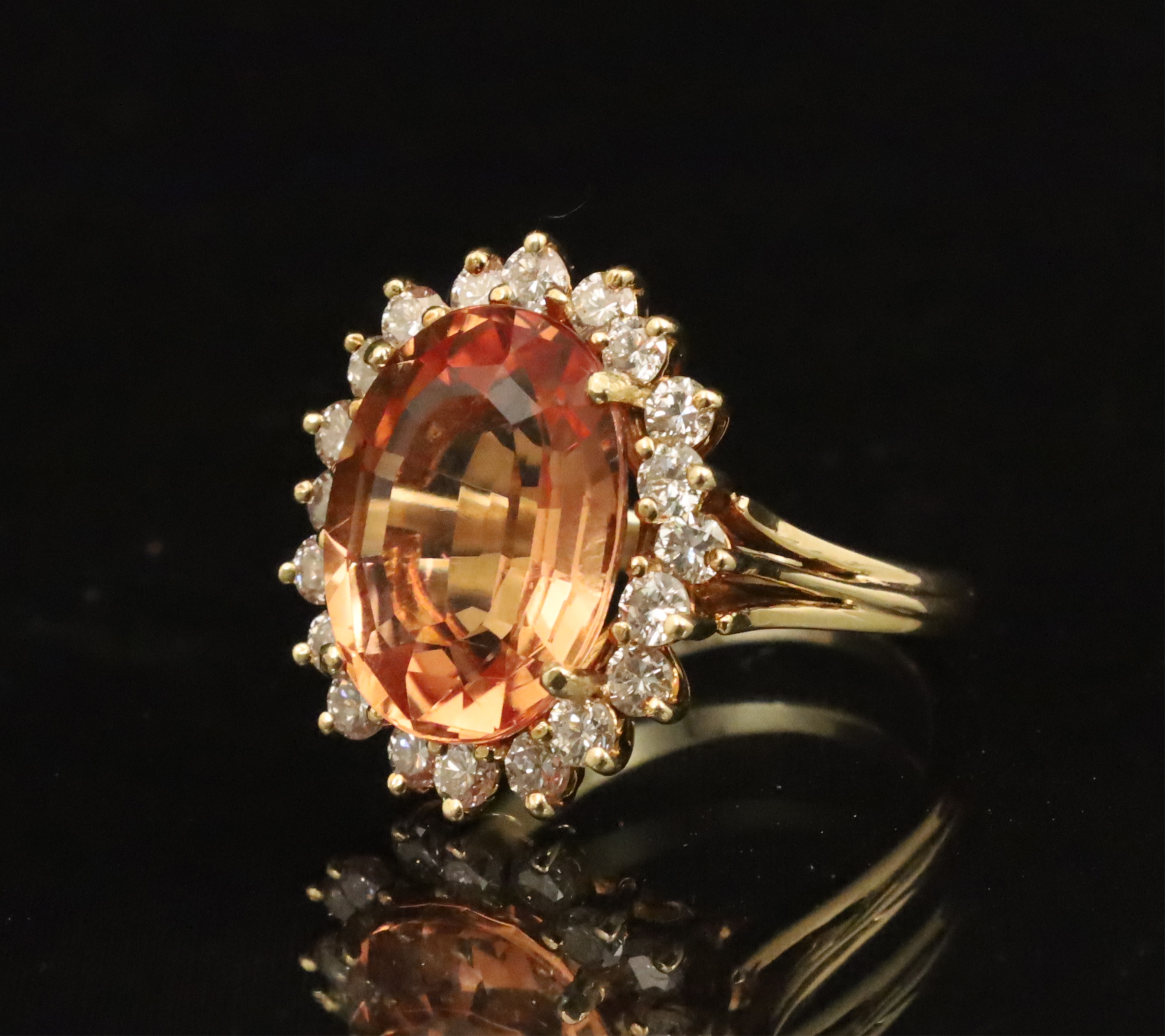 Appraisal: K IMPERAL GOLDEN TOPAZ AND DIAMOND RING K Imperal Golden