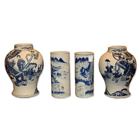 Appraisal: Pair of Chinese Blue and White Porcelain Vases Together with