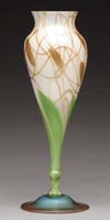 Appraisal: STEUBEN DECORATED AURENE VASE Lovely Steuben flower form vase has