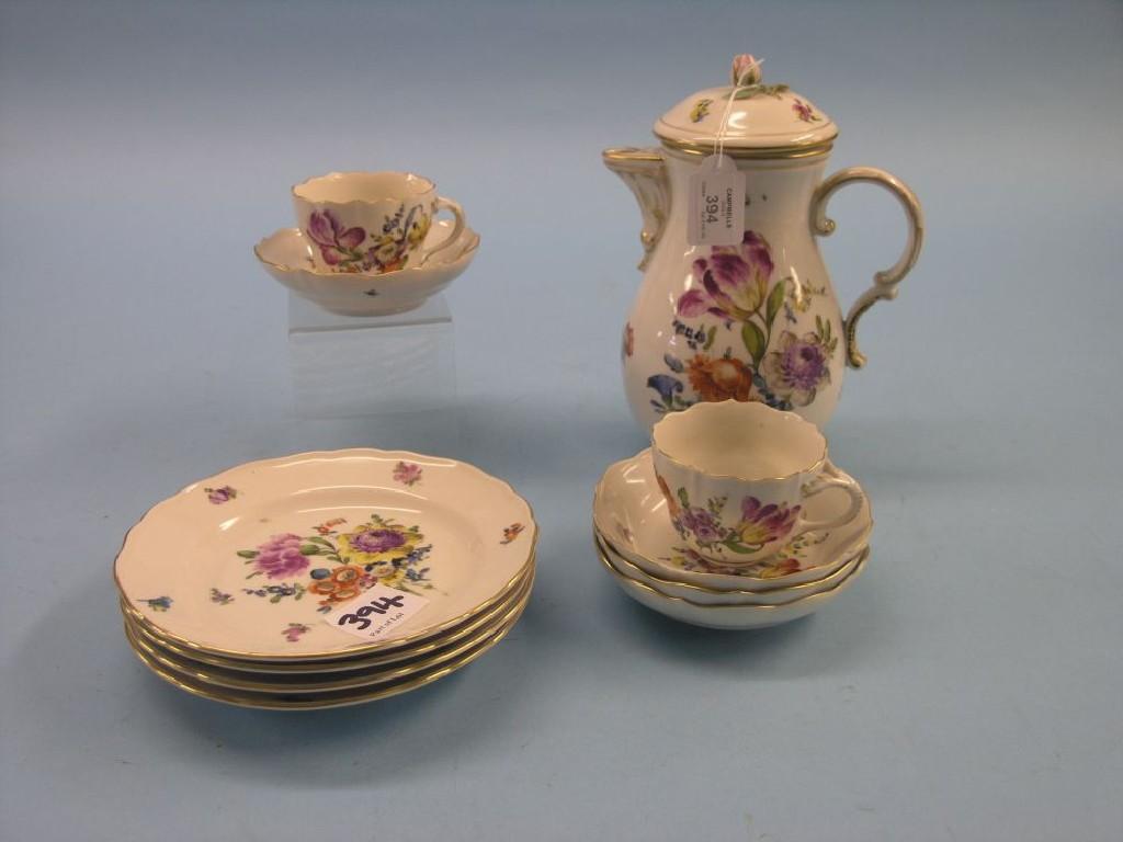 Appraisal: A Dresden porcelain part coffee set bulbous-shape pot with cover